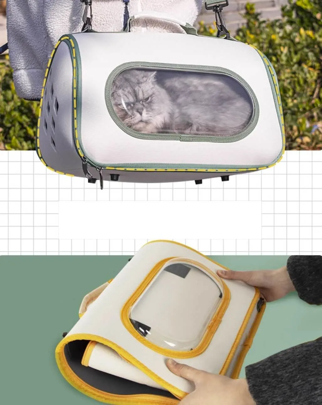 Pet Carrier Ventilated Design Collapsible Container Travel Bag for Cat Dog Under 6kg