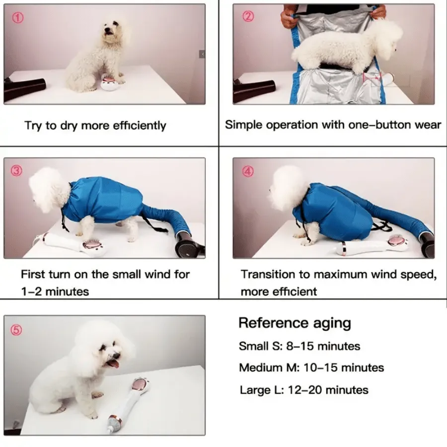 Pet Drying Clothes Drying Bag, Pet Dryer, Foldable Puppy Hair Drying Clothes