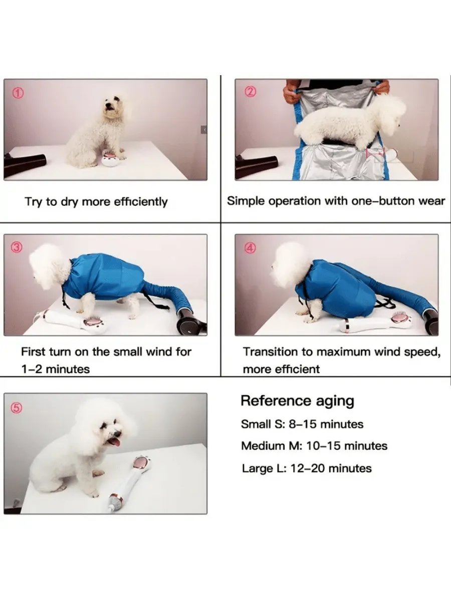 Pet Drying Clothes Drying Bag, Pet Dryer, Foldable Puppy Hair Drying Clothes