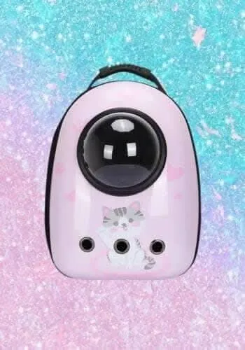 PetGains PGGM Space Pet Backpack: (Light Pink Small Kitty Print)