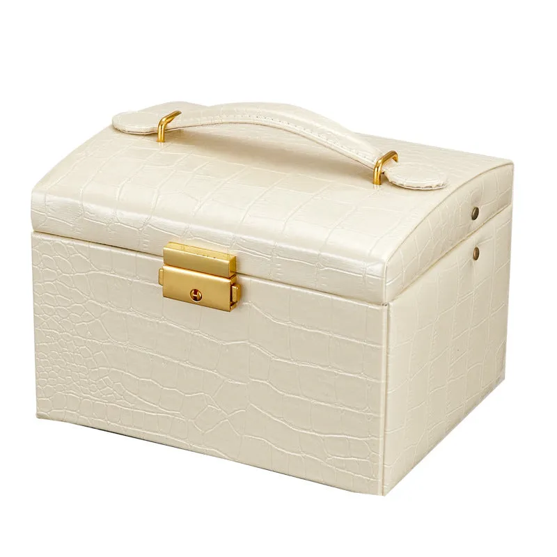 Pink Jewelry Storage Box with Handle - Luxurious Portable Organizer for Accessories