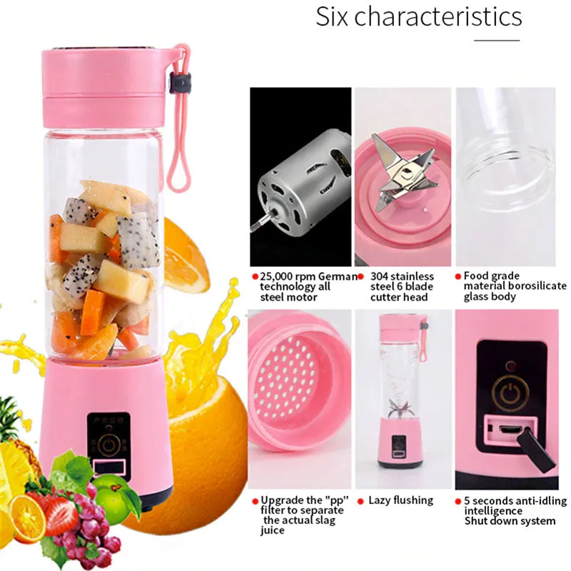 PORTABLE AND RECHARGEABLE BATTERY JUICER BLENDER | HKS STORE