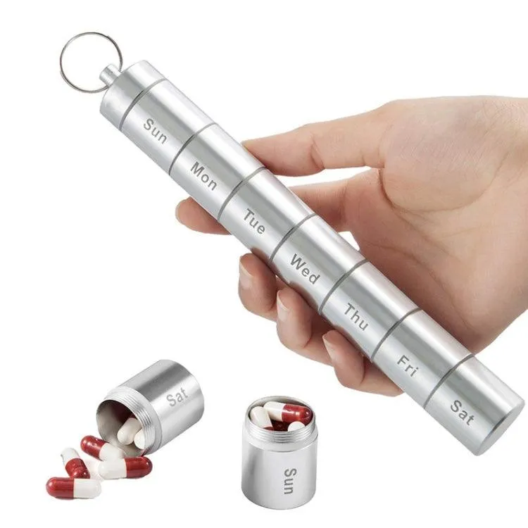 Portable Waterproof 7-Day Aluminum Alloy Pill Organizer