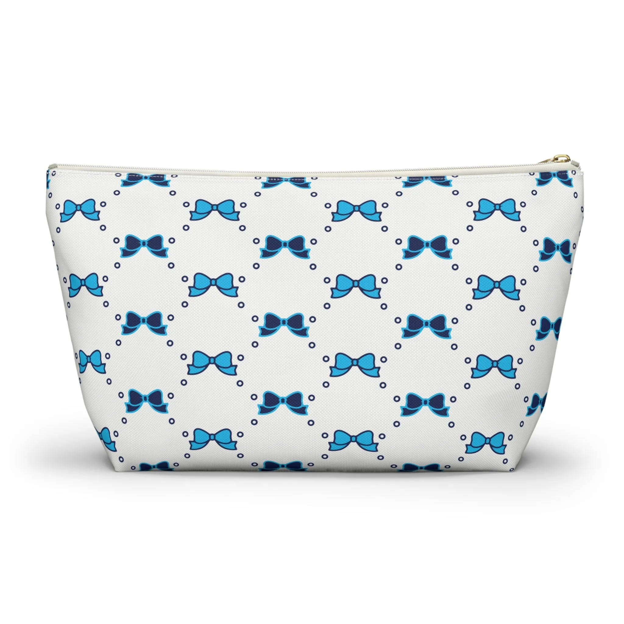 Pretty Little Bow Makeup Bag - Graduation Gift, Bed Party Gift, Acceptance Gift, College Gift, Bow Aesthetic, Villanova, PSU, Blue Bow