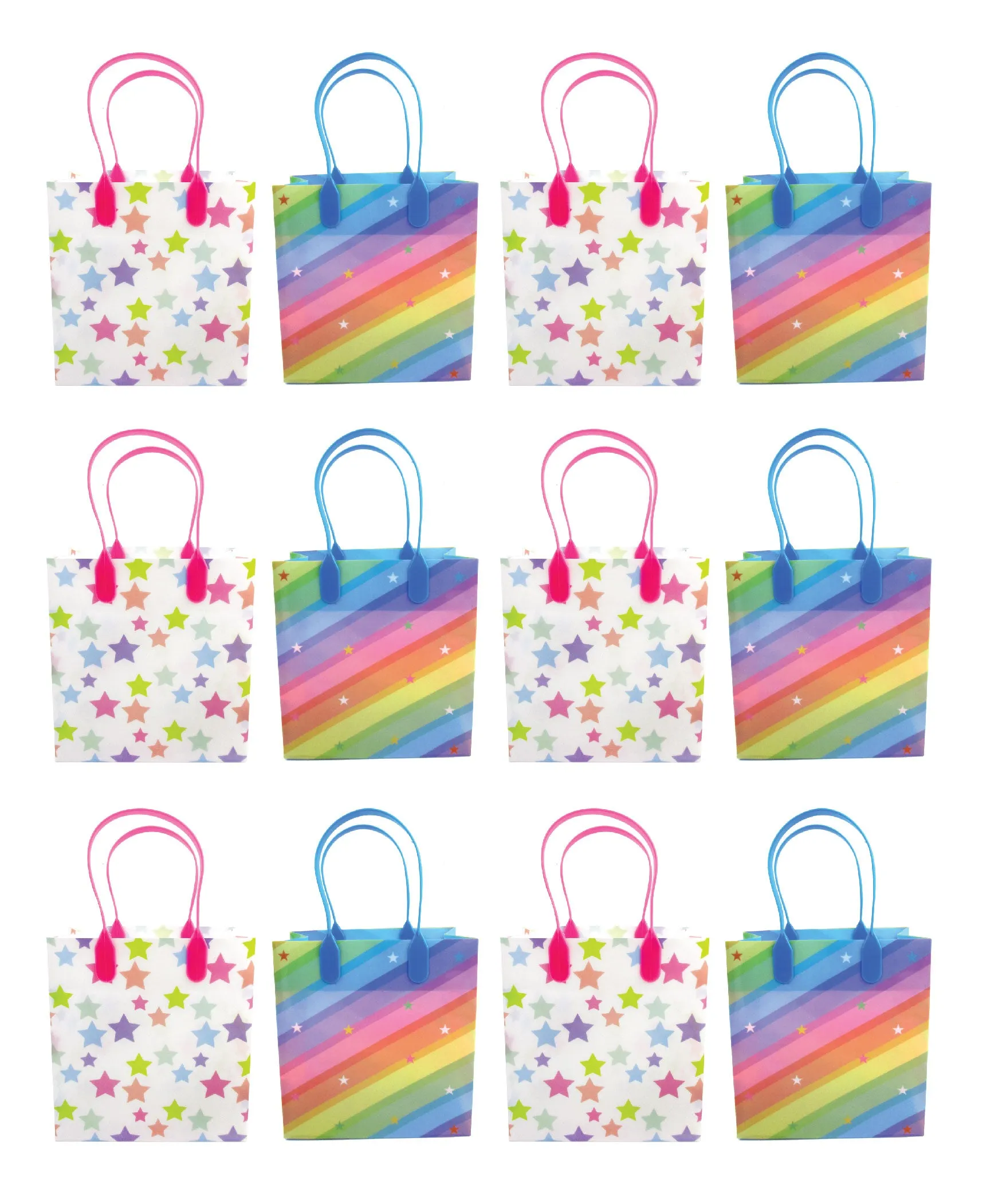 Rainbow Themed Party Favor Treat Bags - Set of 6 or 12