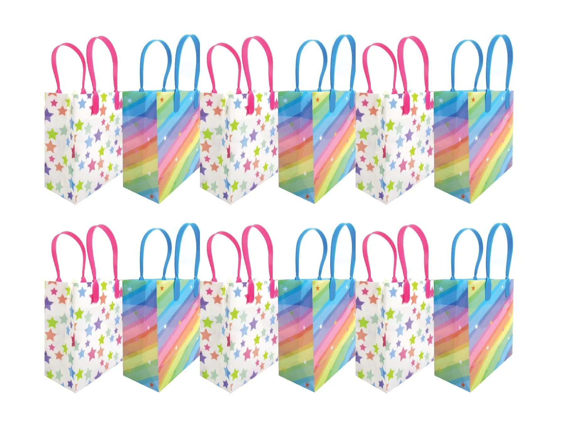 Rainbow Themed Party Favor Treat Bags - Set of 6 or 12