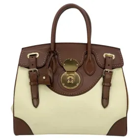 Ralph Lauren Cream and Brown Leather Rickey Bag