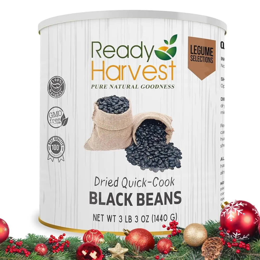 Ready Harvest Dehydrated Whole Food Black Beans - 25 Year Shelf Life - #10 Can