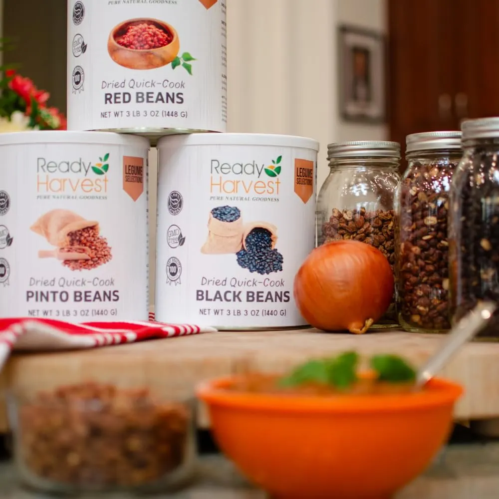 Ready Harvest Dehydrated Whole Food Black Beans - 25 Year Shelf Life - Six #10 Cans