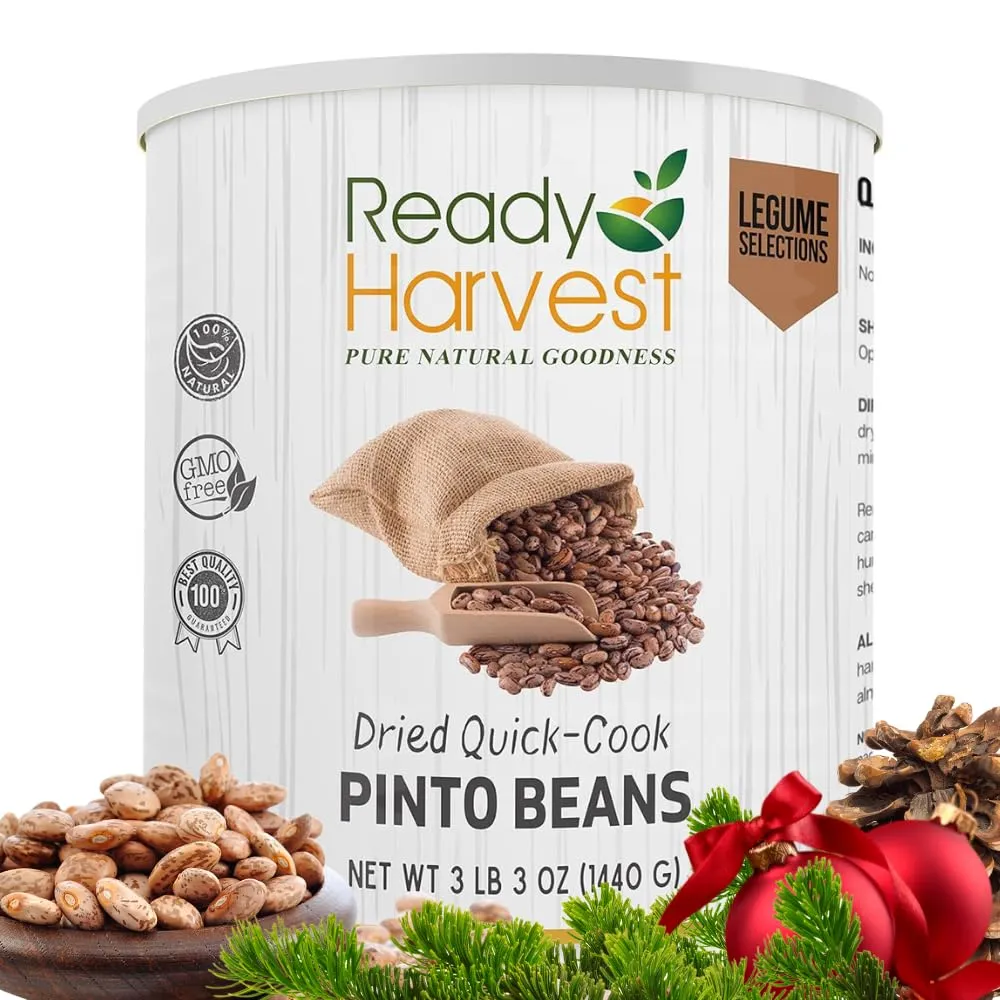 Ready Harvest Dehydrated Whole Food Pinto Beans - 25 Year Shelf Life - #10 Can