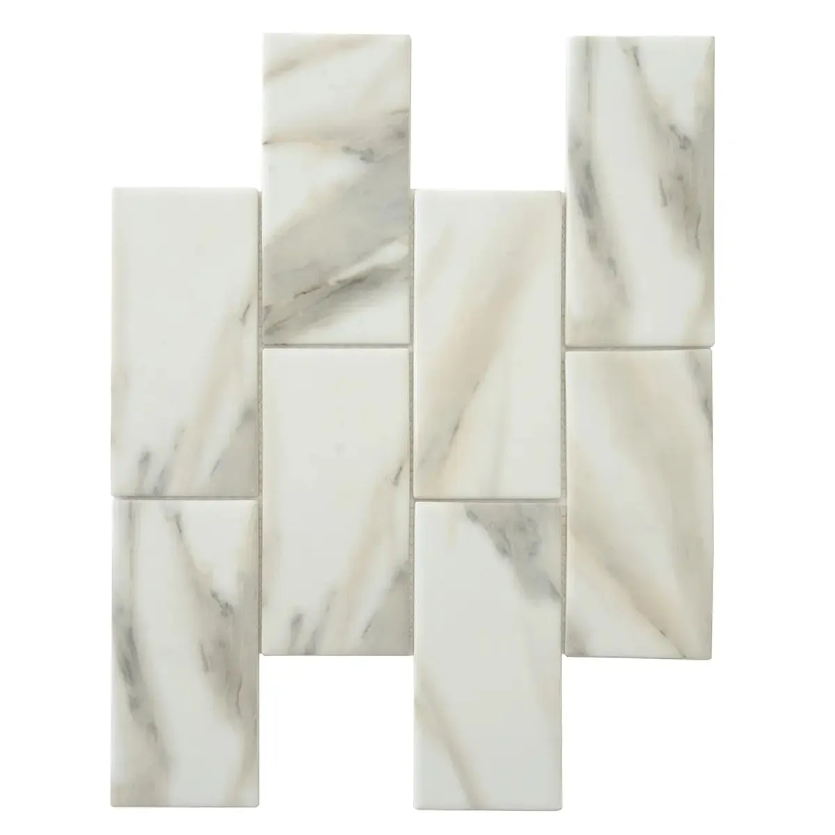 Recycled Glass Subway Mosaic Tile In Calacatta Marble Color