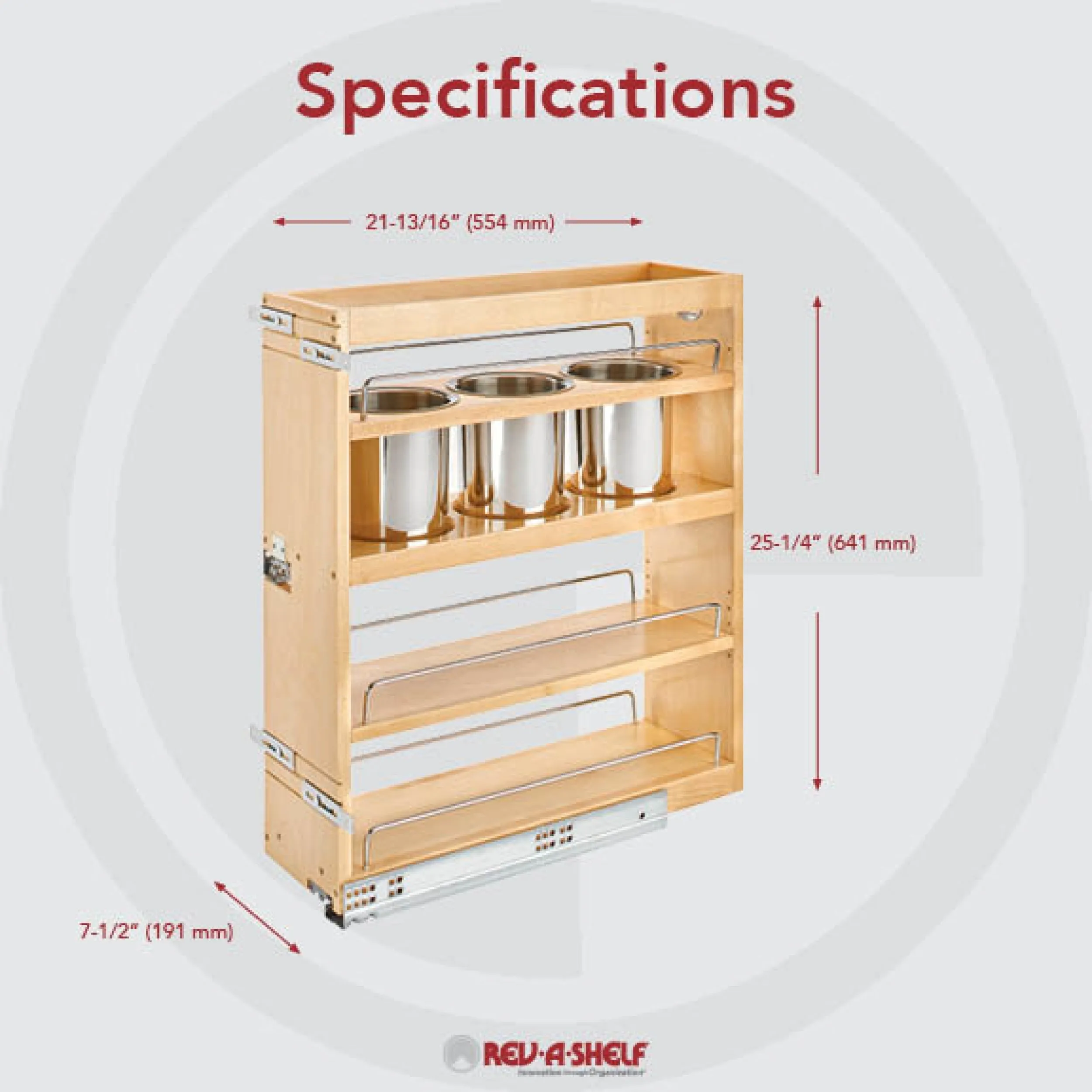 Rev-A-Shelf 7" Frameless Side Mount Utility Base Organizer 449UT-BCSC-7C