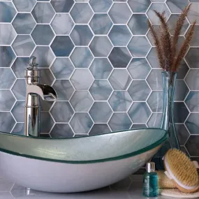 Sea Glass Hexagon Blue Mosaic Tile