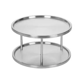 Spice Rack Stainless Steel Organizer Tray 360 Degree Turntable Rotating 2 Stand For Dining Table Kitchen Counters Cabinets