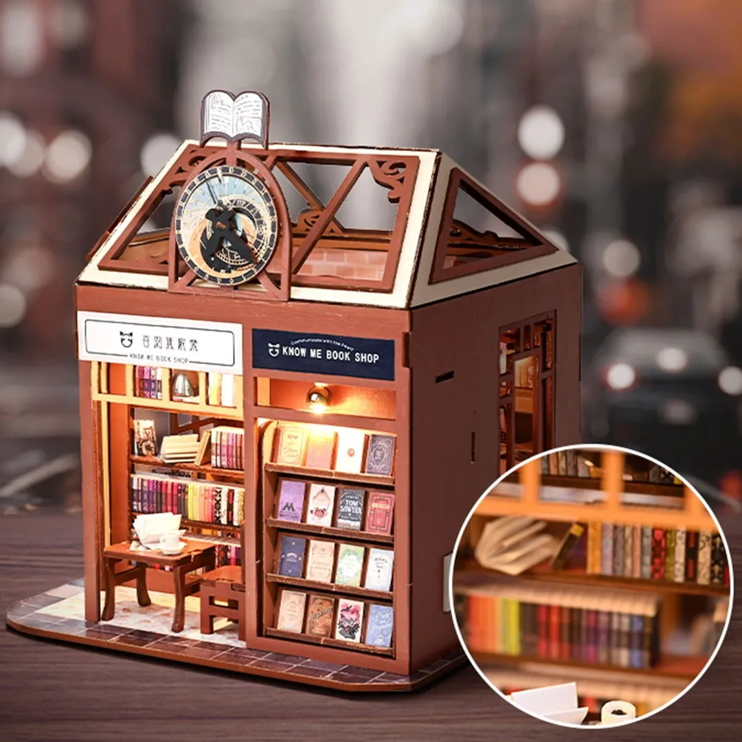 Street View Bookstore DIY Miniature Dollhouse Kit