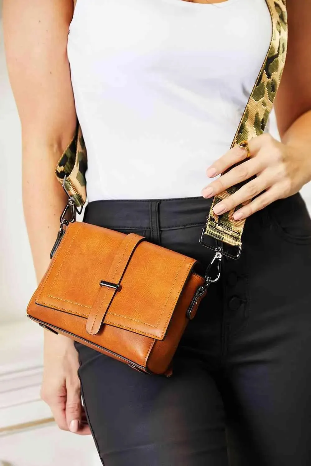 Stylish Faux Leather Crossbody Bag - Wide Strap Included!