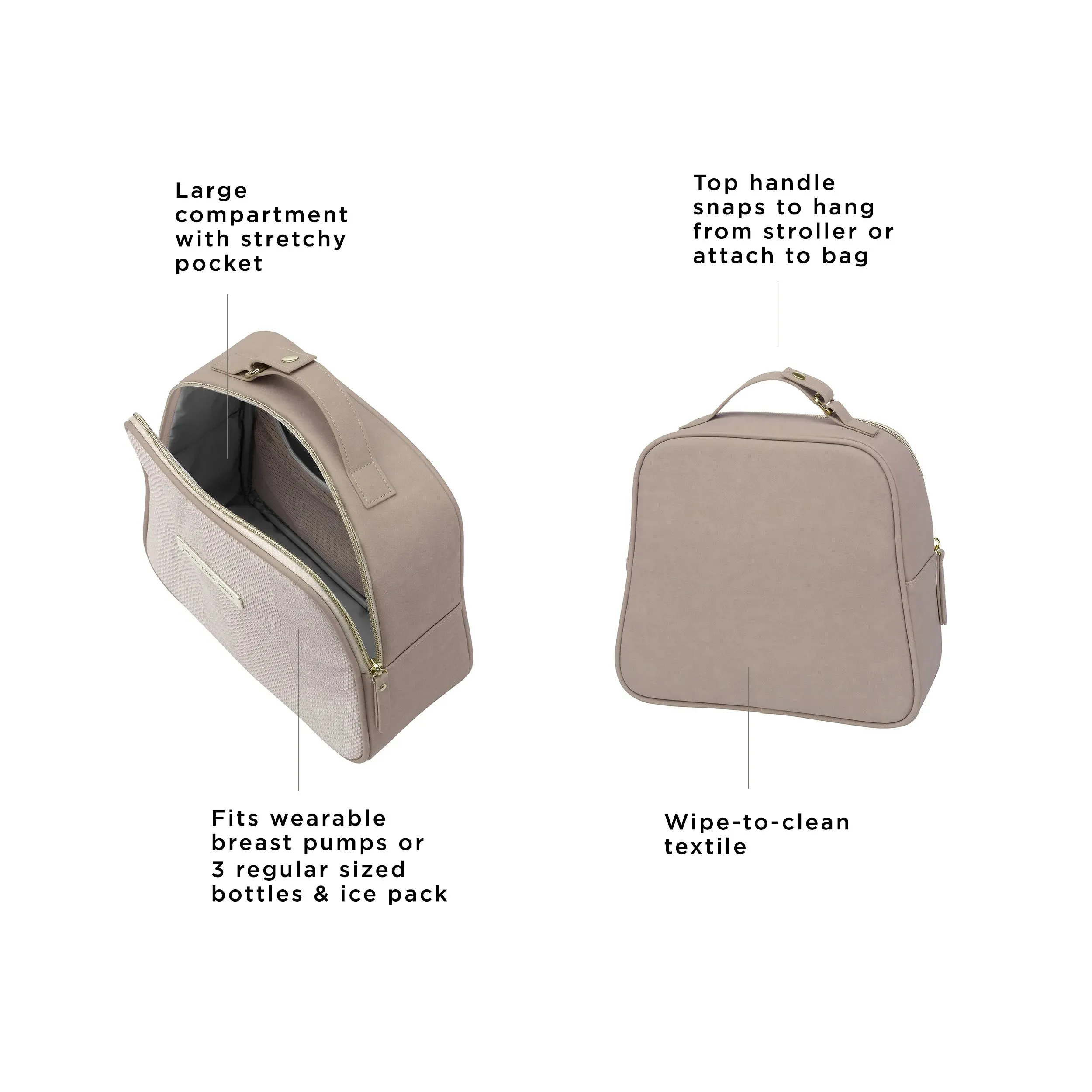 Tandem Bottle & Lunch Tote in Grey Matte Cable Stitch