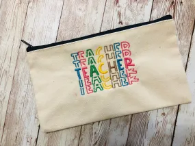 Teacher Life Gift Pencil Makeup Zipper Canvas Bag Pouch, Travel Toiletry Bag,Teacher Graduation Gift