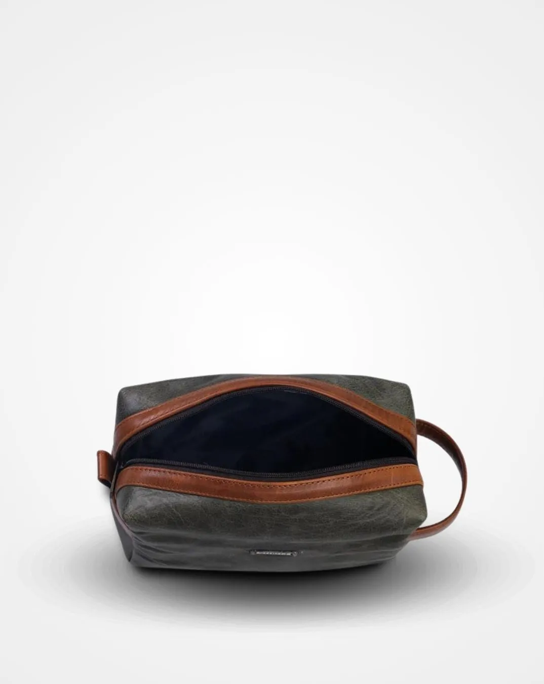 The Olive Green & Brown Leather Travel Toiletry Bag II DOPP Kit