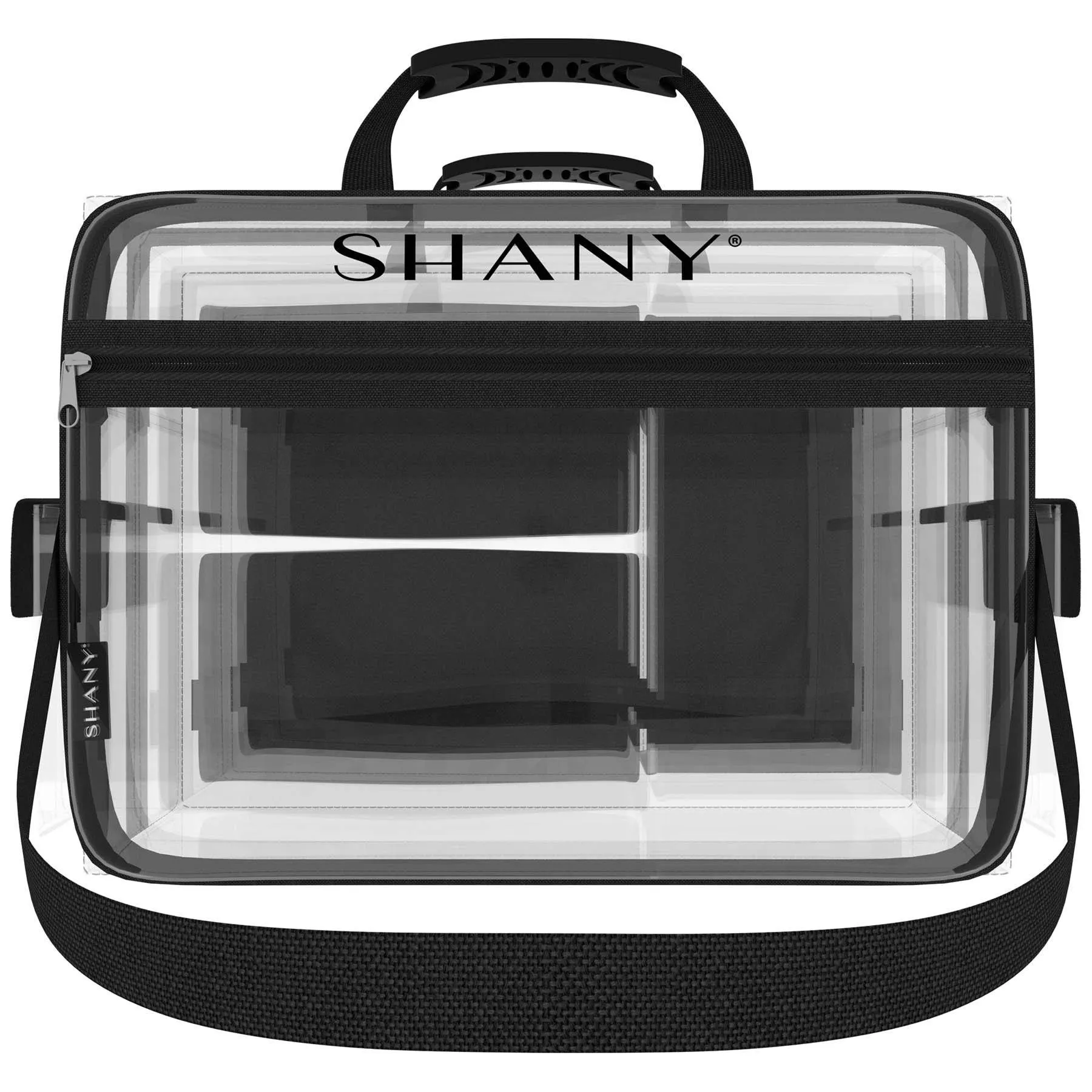 Traveling Makeup Artist Bag with Removable Compartments - Clear/Black