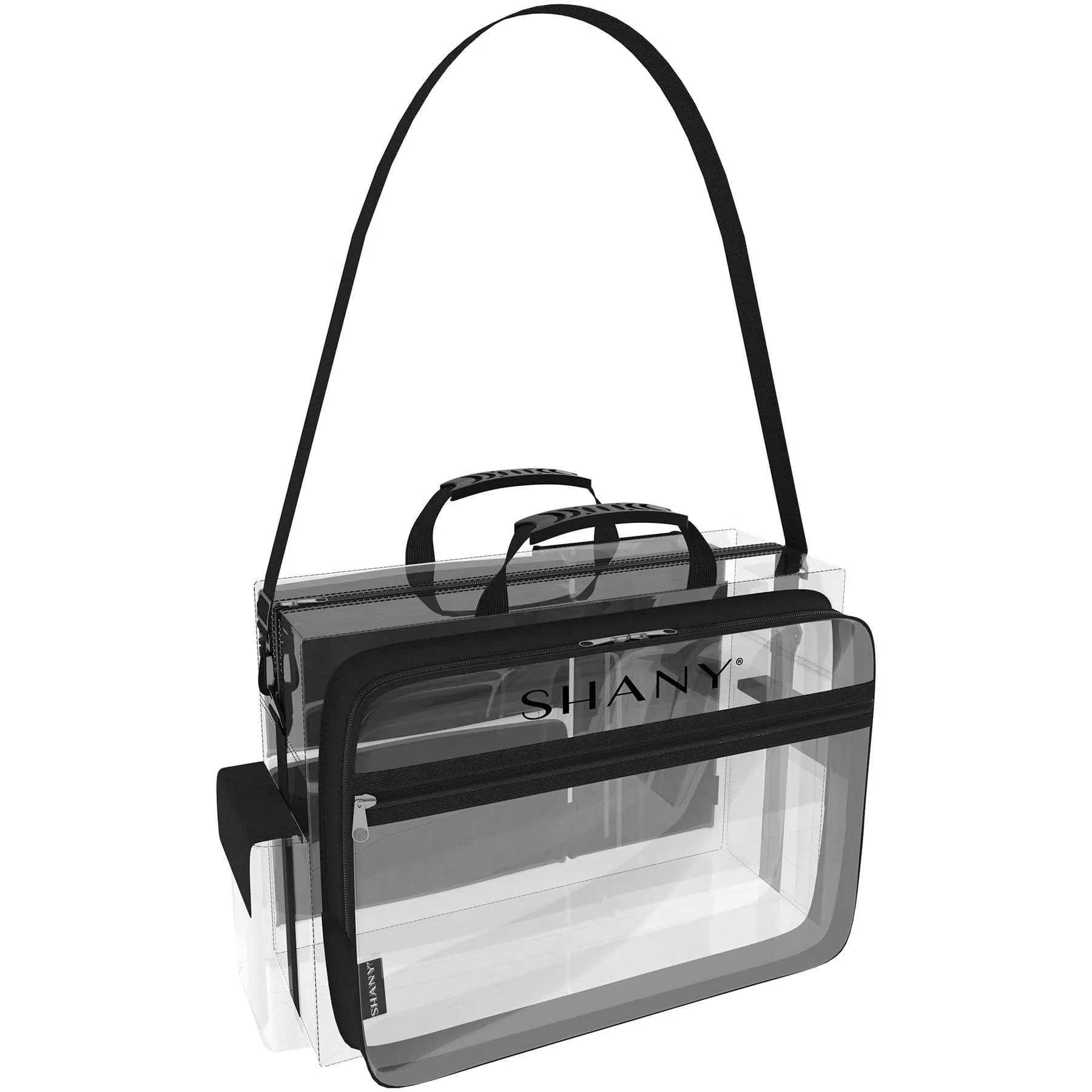 Traveling Makeup Artist Bag with Removable Compartments - Clear/Black