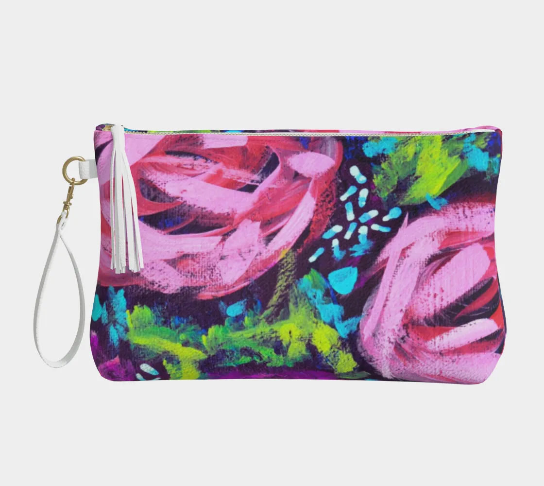 Vegan Leather Accessory Bag *Night Blooms*