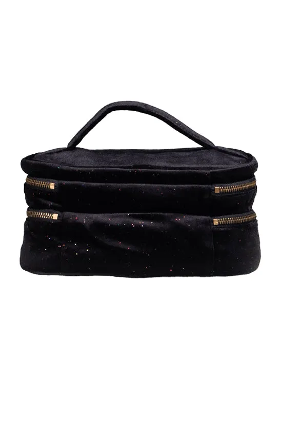 Velvet in Black Galaxy Sparkle Rebel Glam and Go with Black Zipper