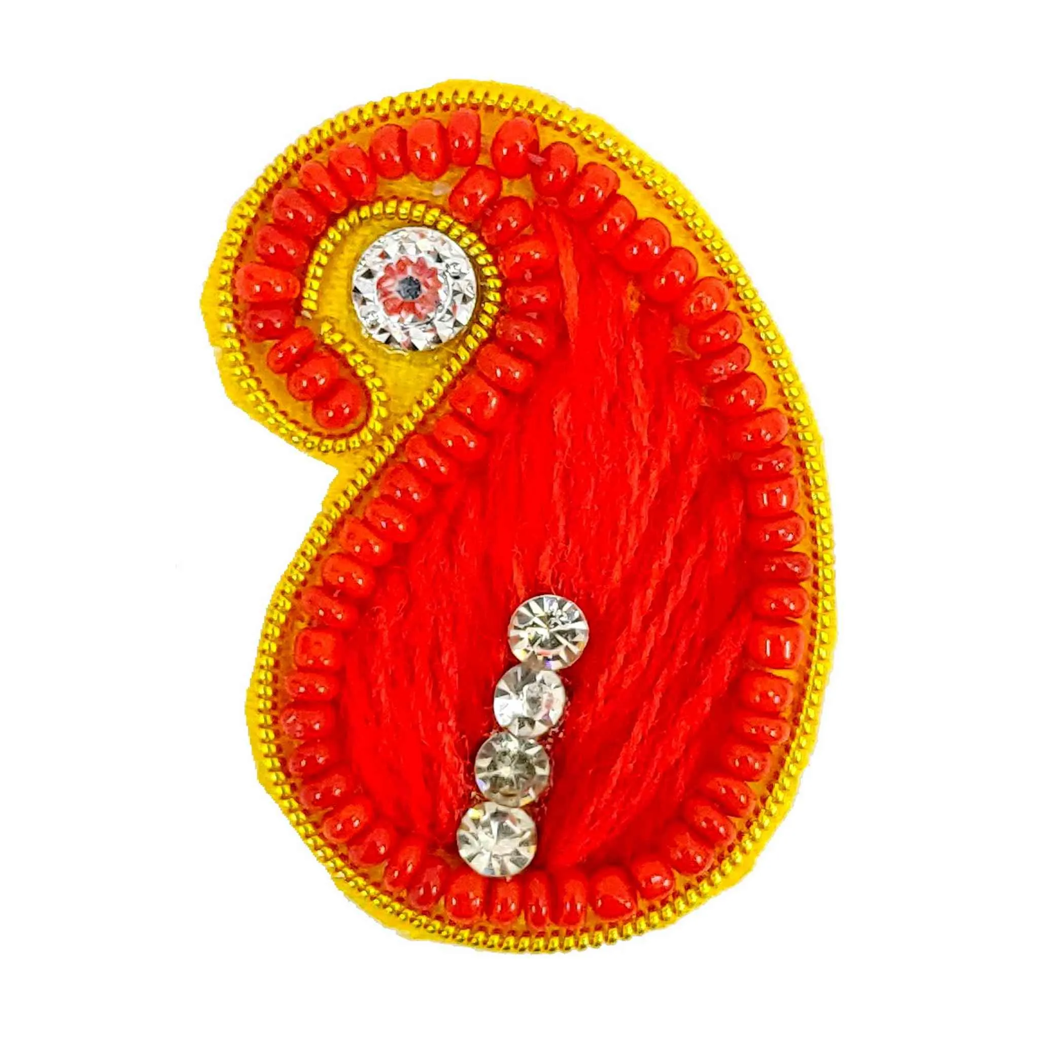 Vibrant Handcrafted Paisley Appliques with Sparkling Gemstones - 11214