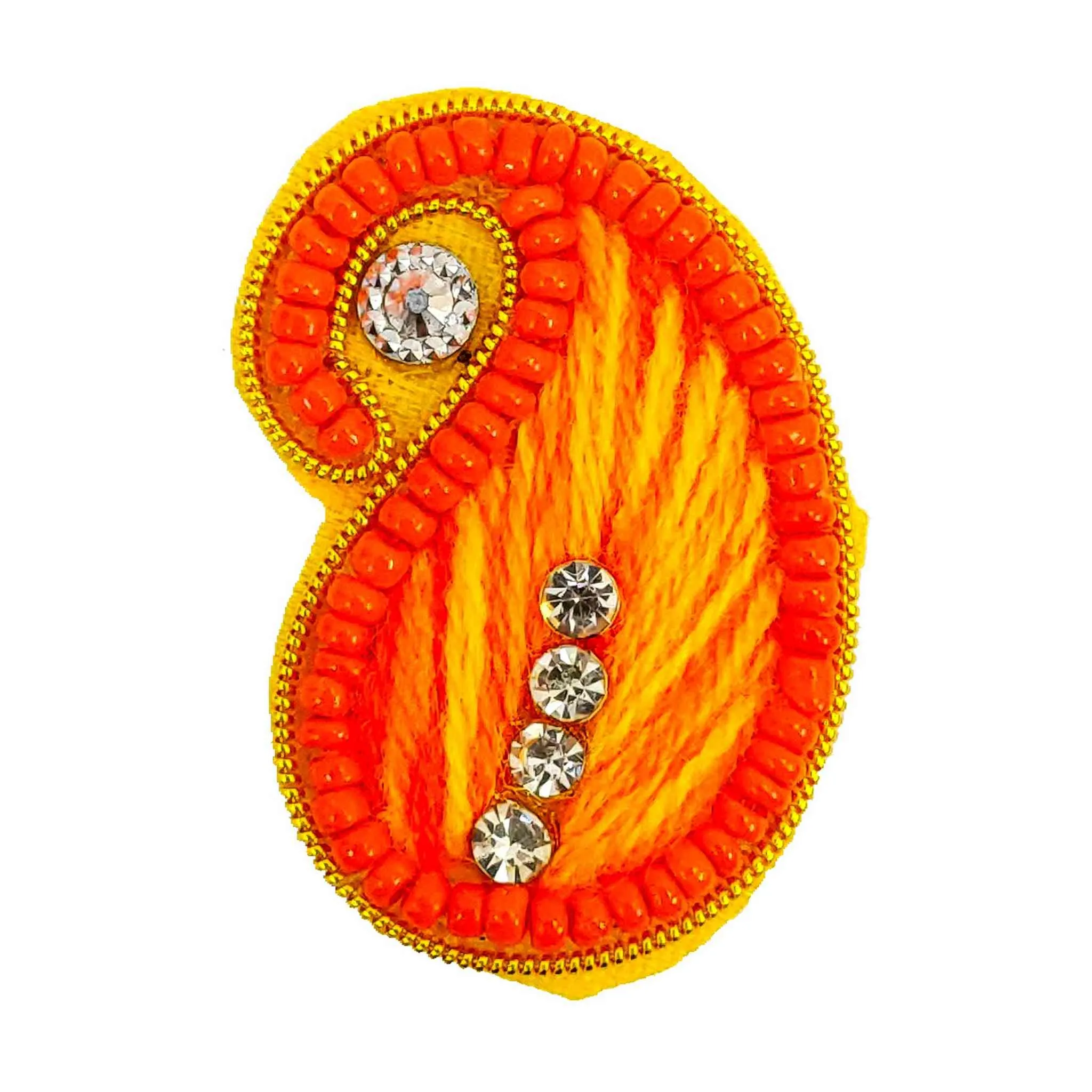 Vibrant Handcrafted Paisley Appliques with Sparkling Gemstones - 11214