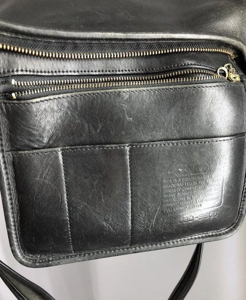 Vintage Black Leather Coach Bag / Style J8D 9966