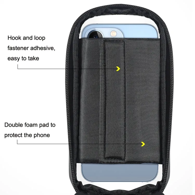 WEST BIKING Bicycle Hard Shell Front Beam Bag Mobile Phone Touch Screen Saddle Bag(Black)