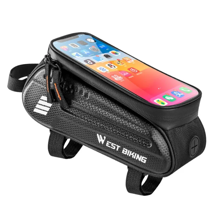 WEST BIKING Bicycle Hard Shell Front Beam Bag Mobile Phone Touch Screen Saddle Bag(Black)