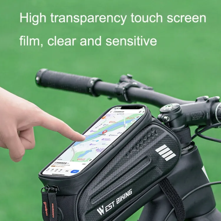 WEST BIKING Bicycle Hard Shell Front Beam Bag Mobile Phone Touch Screen Saddle Bag(Black)