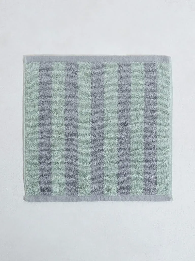 Westside Home Green Broad Striped Face Towel - (Set of 2)