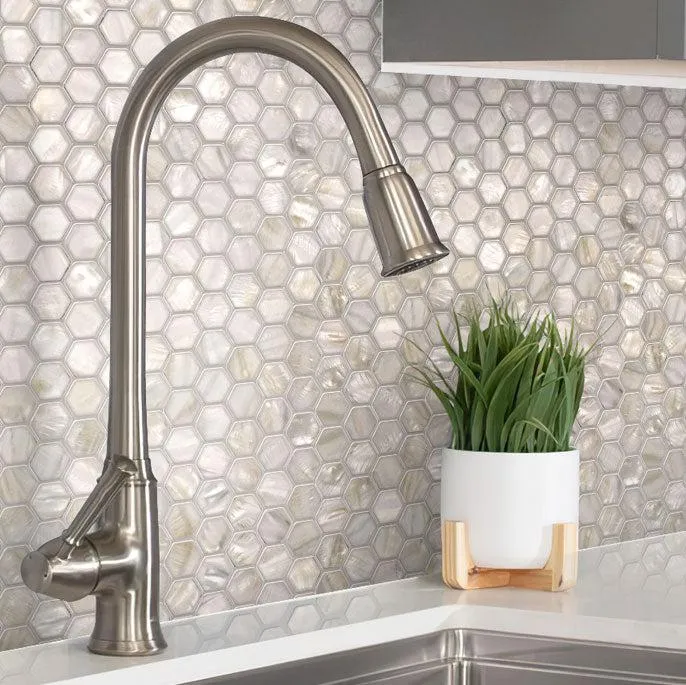 White Mother of Pearl Hexagon Mosaic Tile