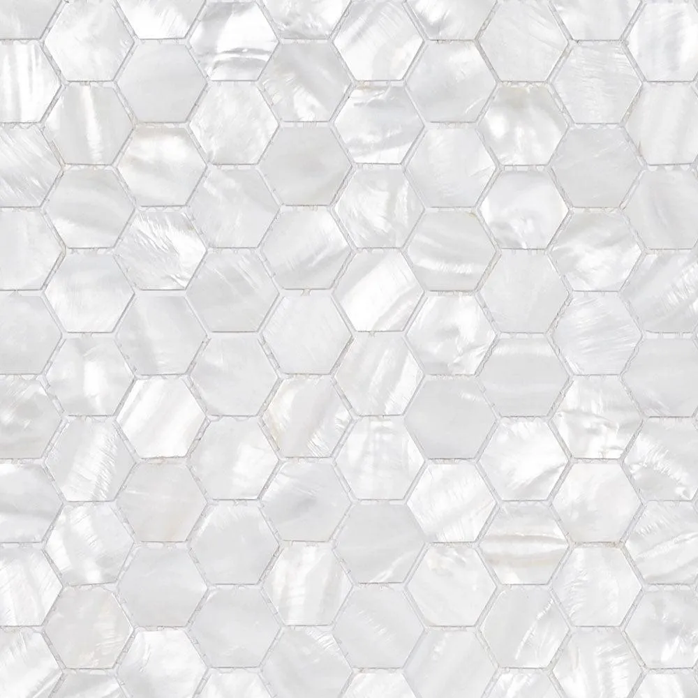 White Mother of Pearl Hexagon Mosaic Tile