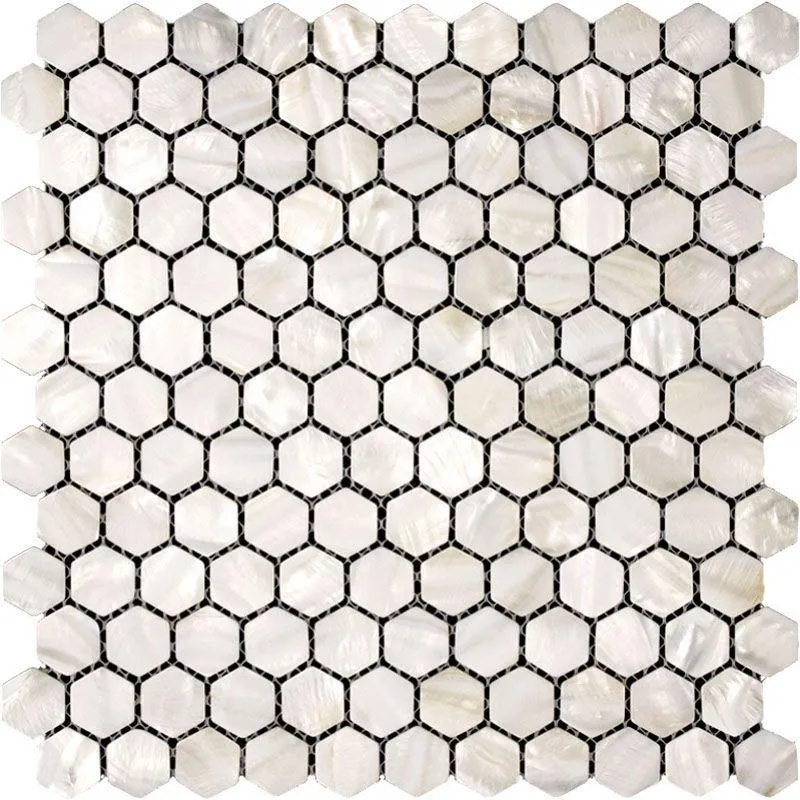 White Mother of Pearl Hexagon Mosaic Tile