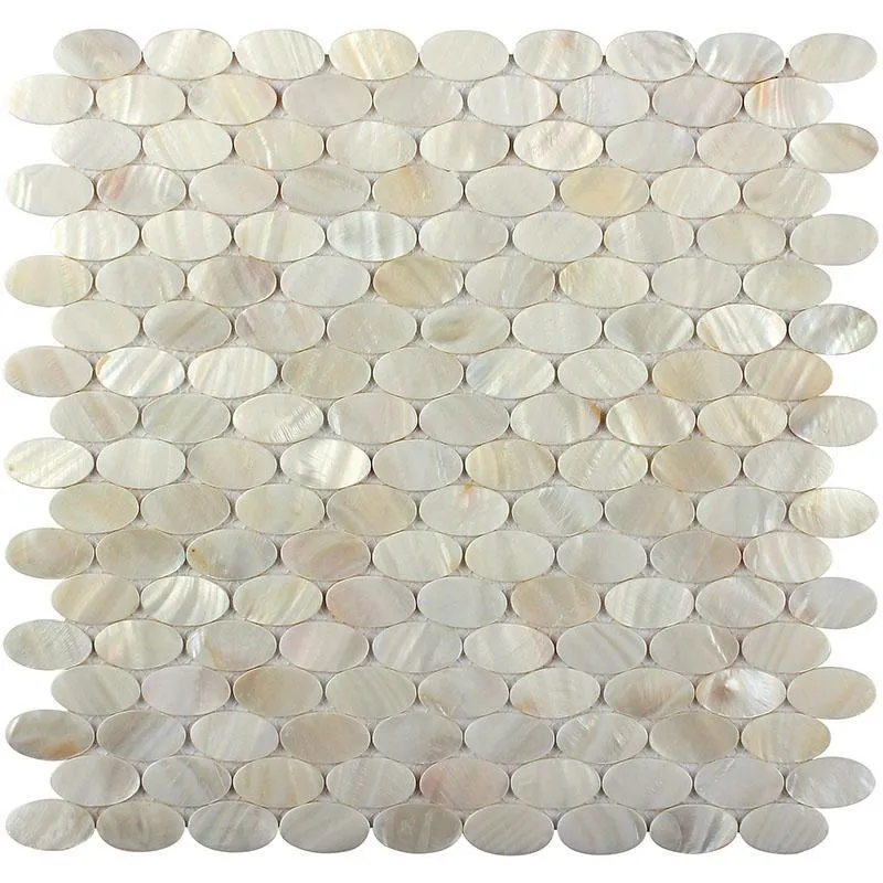 White Mother of Pearl Oval Mosaic Tile