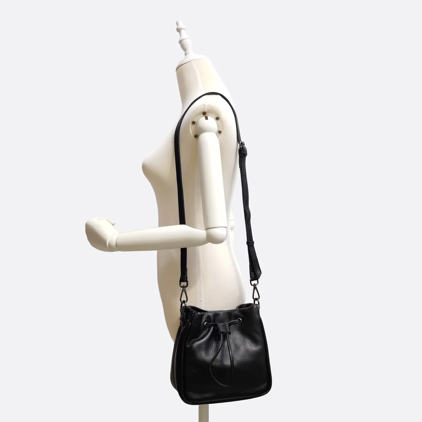 Women's genuine cowhide leather mini bucket bag V2