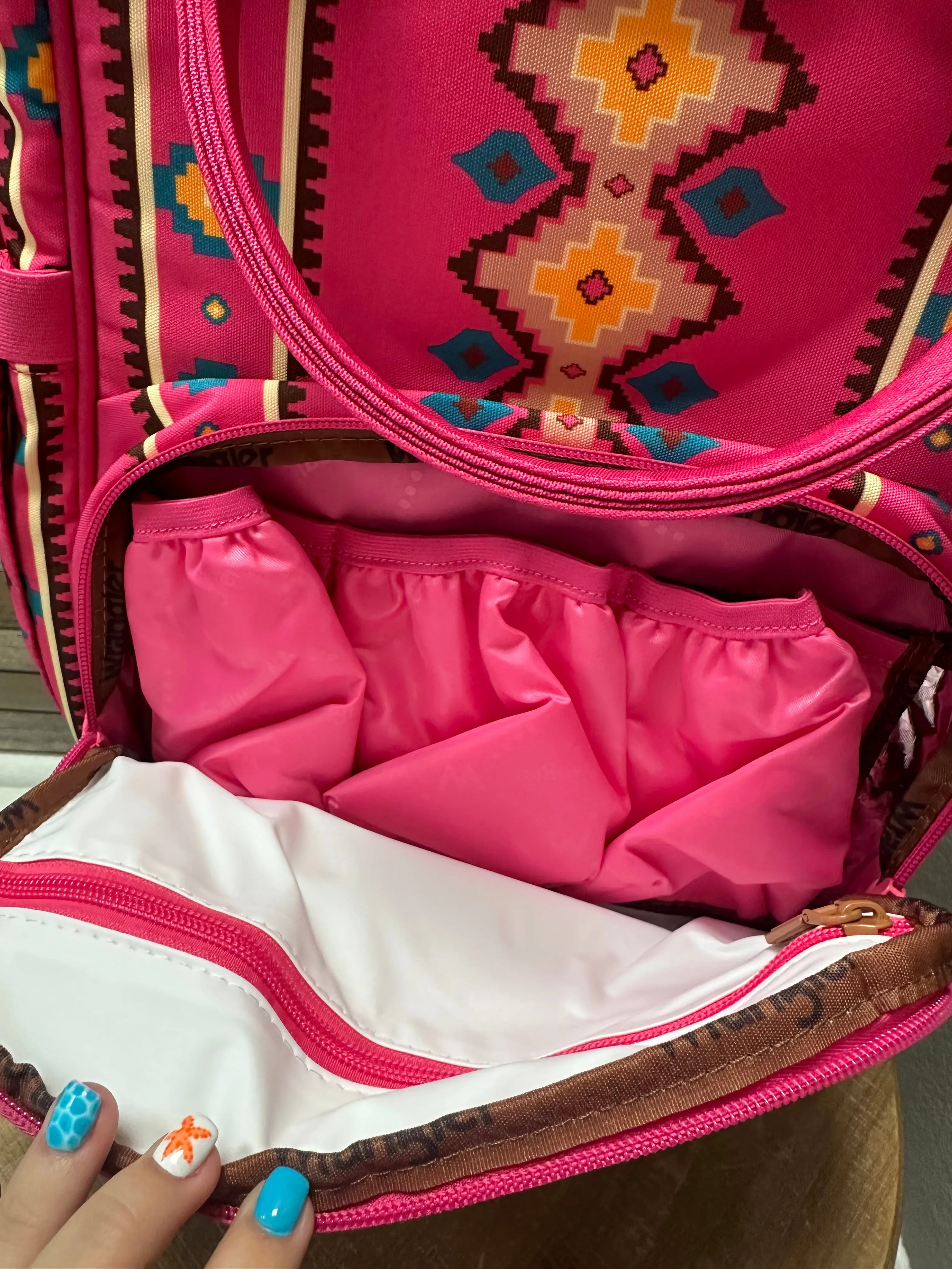 Wrangler Aztec Southwestern Print Diaper Bag - Hot Pink