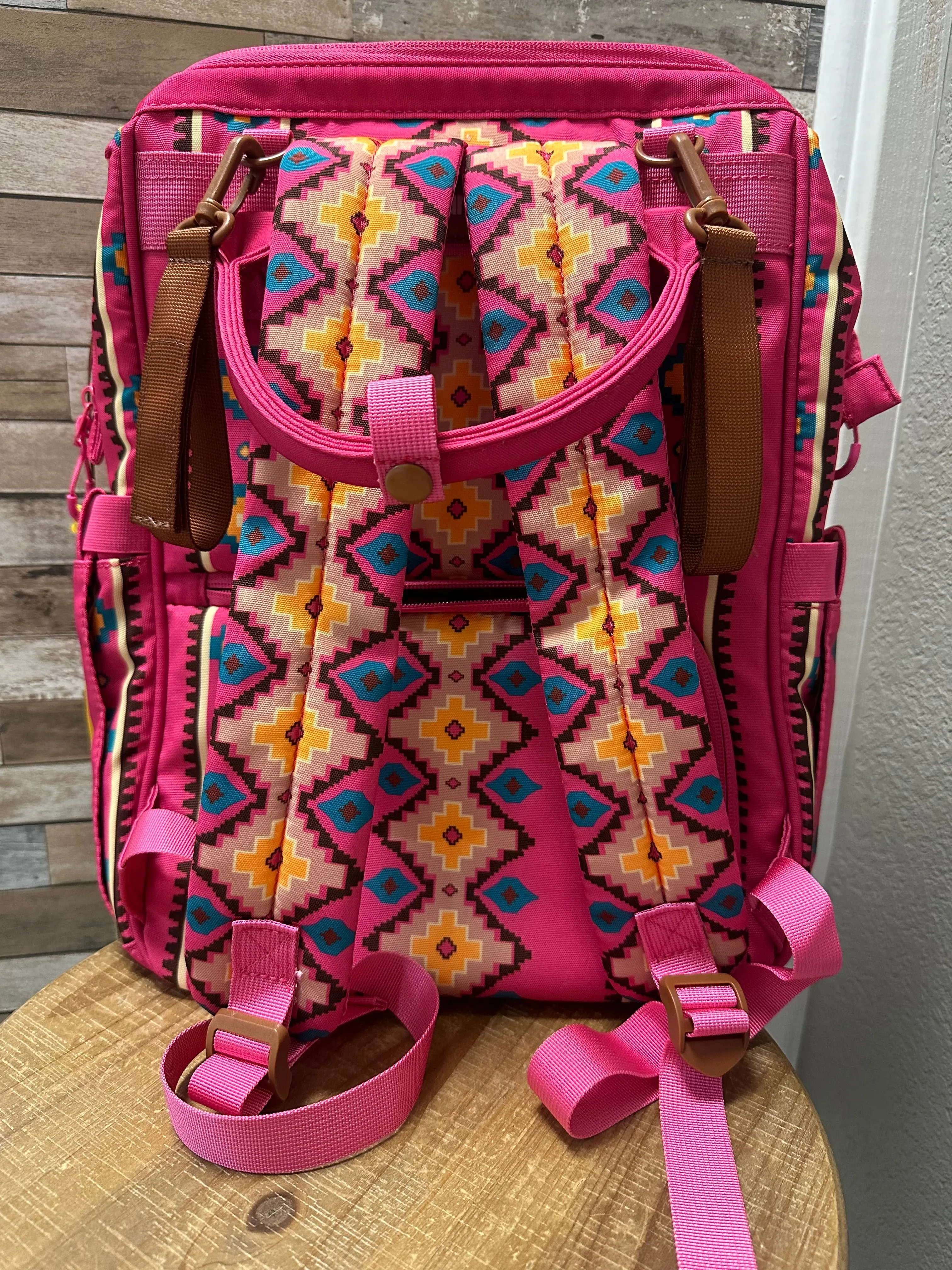 Wrangler Aztec Southwestern Print Diaper Bag - Hot Pink