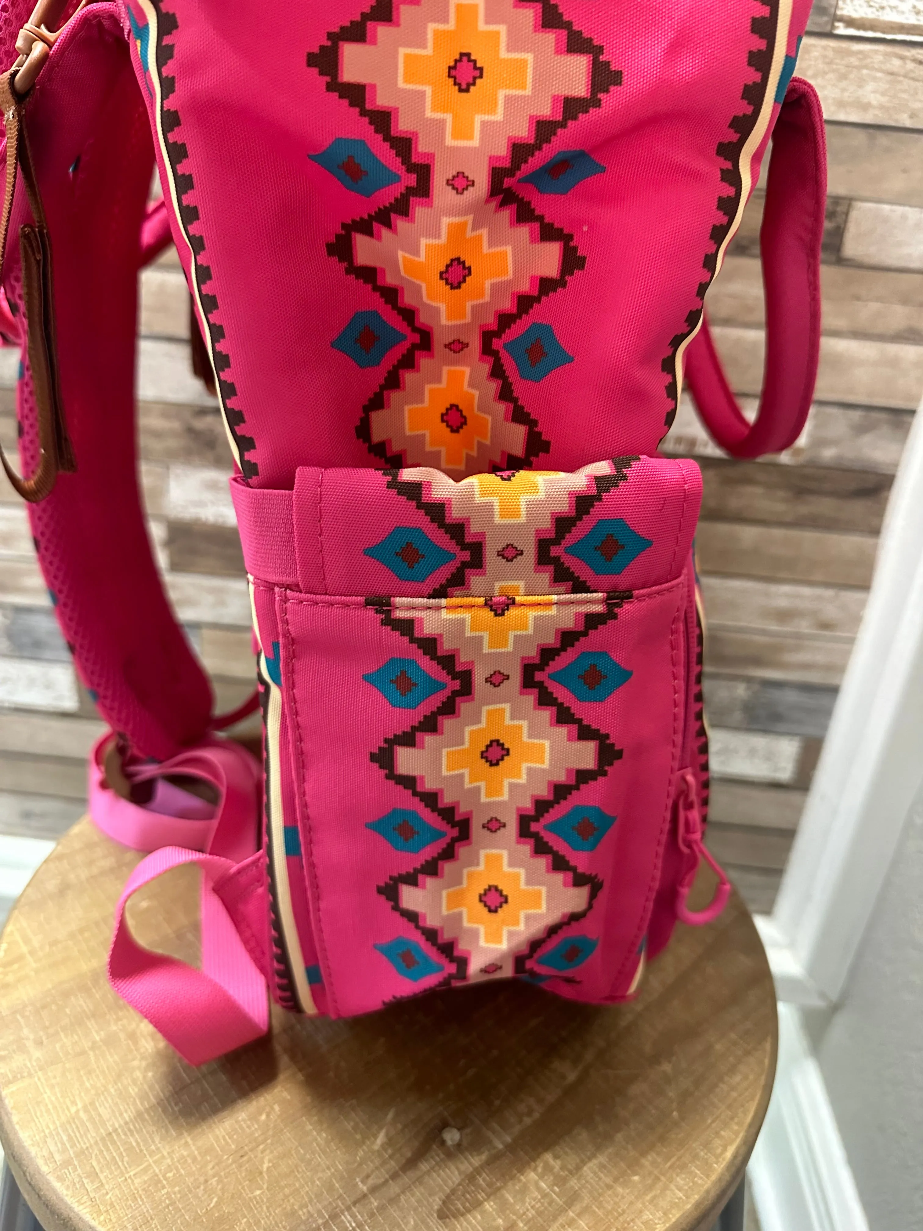 Wrangler Aztec Southwestern Print Diaper Bag - Hot Pink