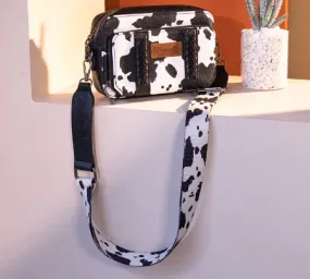 Wrangler Black Cow Print Crossbody Purse With Wallet WG133-3003BK