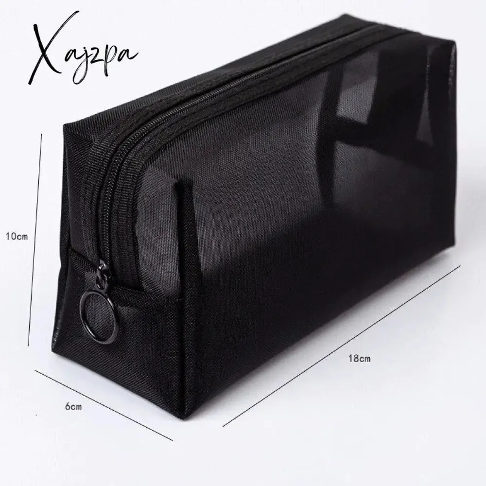 Xajzpa - 1PCS Women&#39;s Cosmetic Bag Travel Neceser Black Toiletry Kit Transparent Makeup Organizer Washing Pouch Small Large Make Up Bag