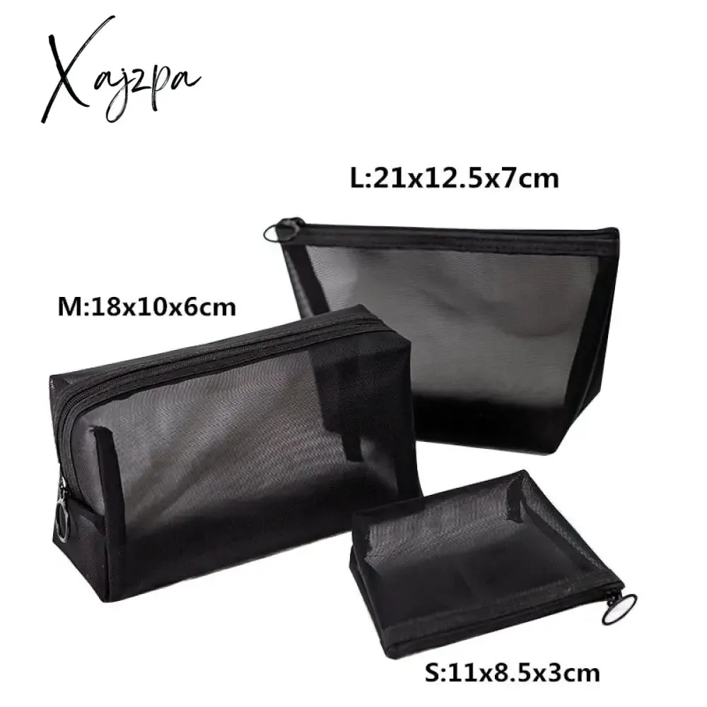 Xajzpa - 1PCS Women&#39;s Cosmetic Bag Travel Neceser Black Toiletry Kit Transparent Makeup Organizer Washing Pouch Small Large Make Up Bag