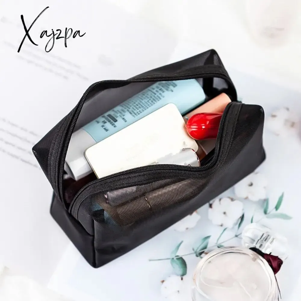 Xajzpa - 1PCS Women&#39;s Cosmetic Bag Travel Neceser Black Toiletry Kit Transparent Makeup Organizer Washing Pouch Small Large Make Up Bag