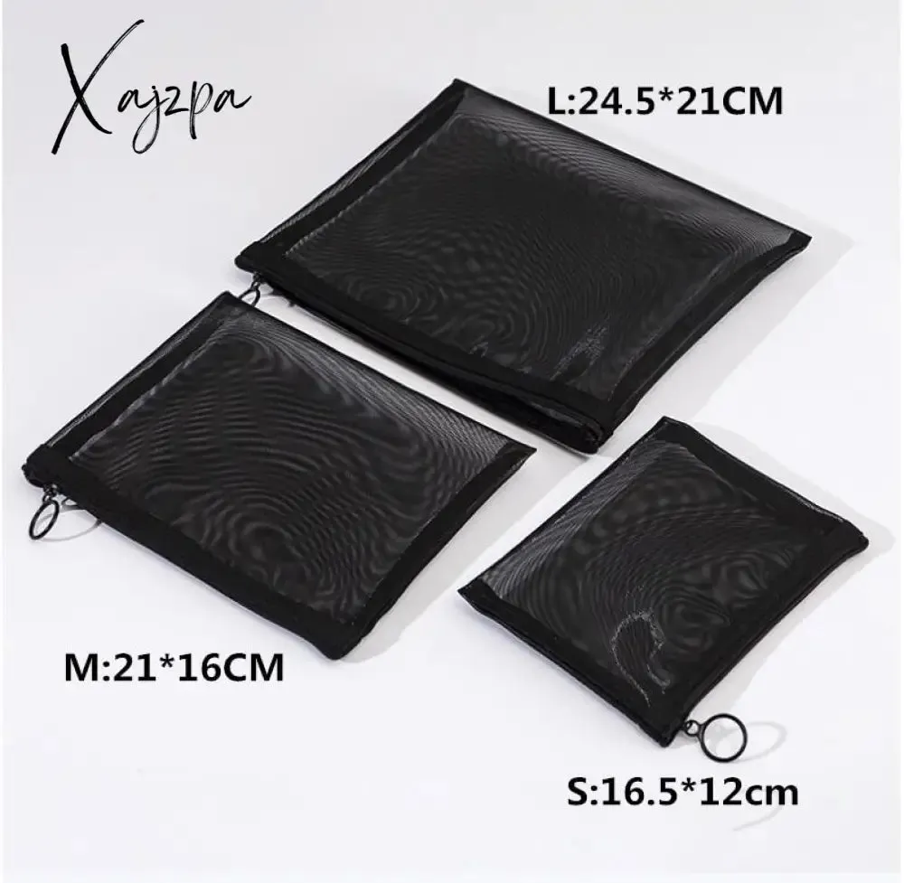 Xajzpa - 1PCS Women&#39;s Cosmetic Bag Travel Neceser Black Toiletry Kit Transparent Makeup Organizer Washing Pouch Small Large Make Up Bag