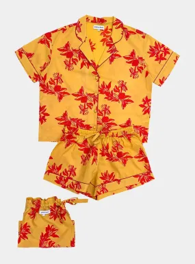 Yellow/Pink Matching Set in Cartagena Print Short Sleeve Pyjamas